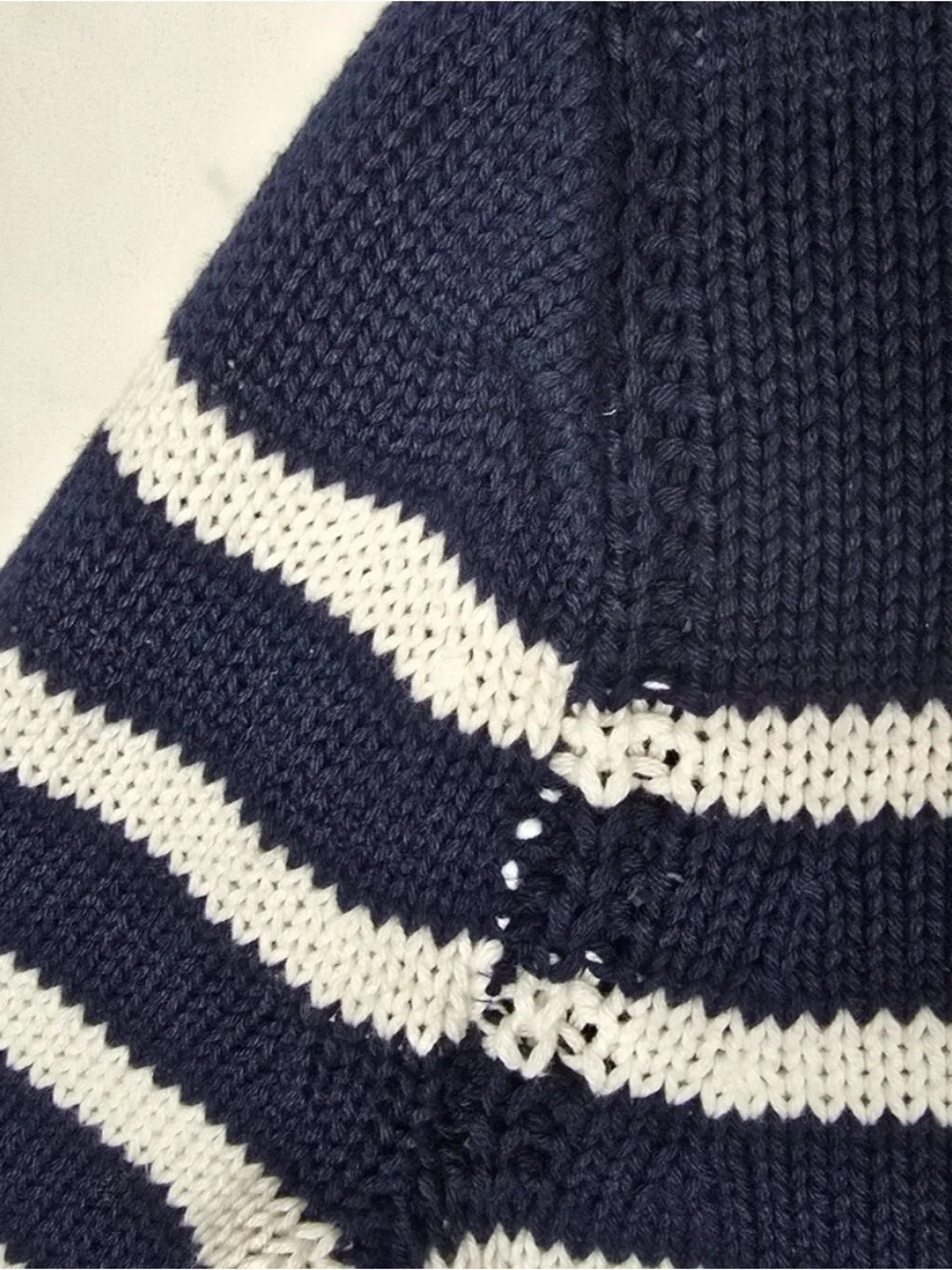 J. Crew Heritage cotton Rollneck Sweater in Navy Ivory Stripe